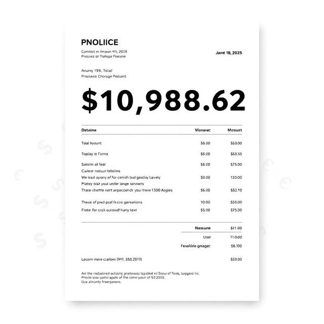 A financial document featuring a total amount of $10,980