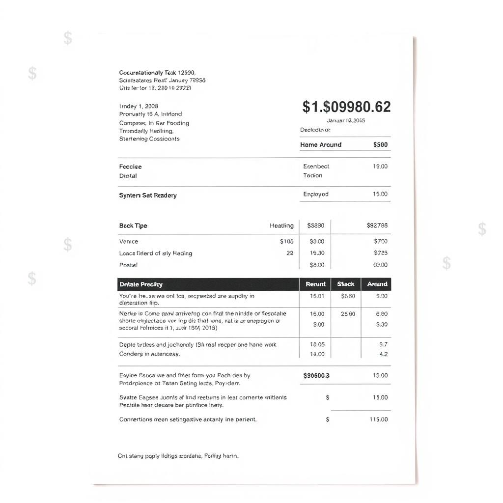A financial document featuring a total amount of $10,980