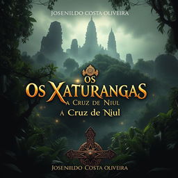 A captivating book cover design for 'OS XATURANGAS E A CRUZ DE NIUL' by author Josenildo Costa Oliveira, featuring a mystical and ancient setting