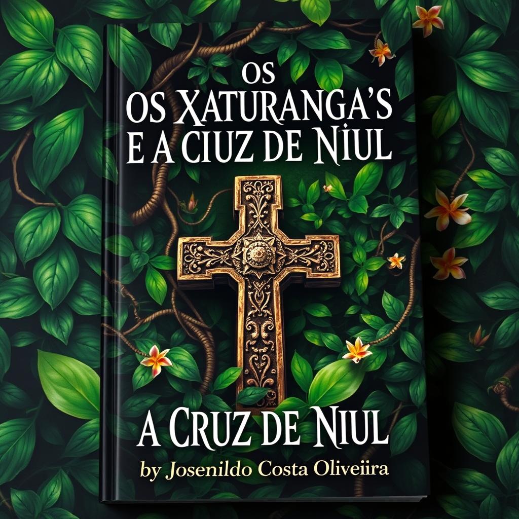 A captivating book cover for a fictional novel titled 'OS XATURANGAS E A CRUZ DE NIUL' by Josenildo Costa Oliveira