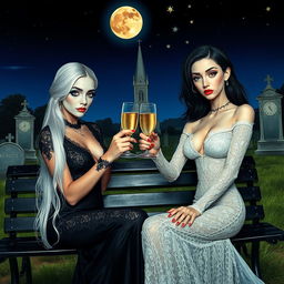 A Salvador Dali inspired psychedelic scene featuring a very beautiful, attractive, stunning, curvy shapely young woman with white hair dressed in a very tight low-cut long black lace gown
