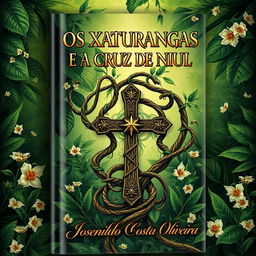 An artistic book cover design for the novel 'OS XATURANGAS E A CRUZ DE NIUL' by Josenildo Costa Oliveira
