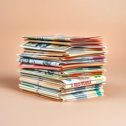 A close-up view of a stack of various international banknotes, artistically arranged to create a colorful and vibrant display
