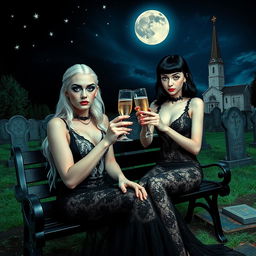 A Salvador Dali inspired psychedelic scene featuring a very beautiful, attractive, stunning, curvy shapely young woman with white hair dressed in a very tight low-cut long black lace gown
