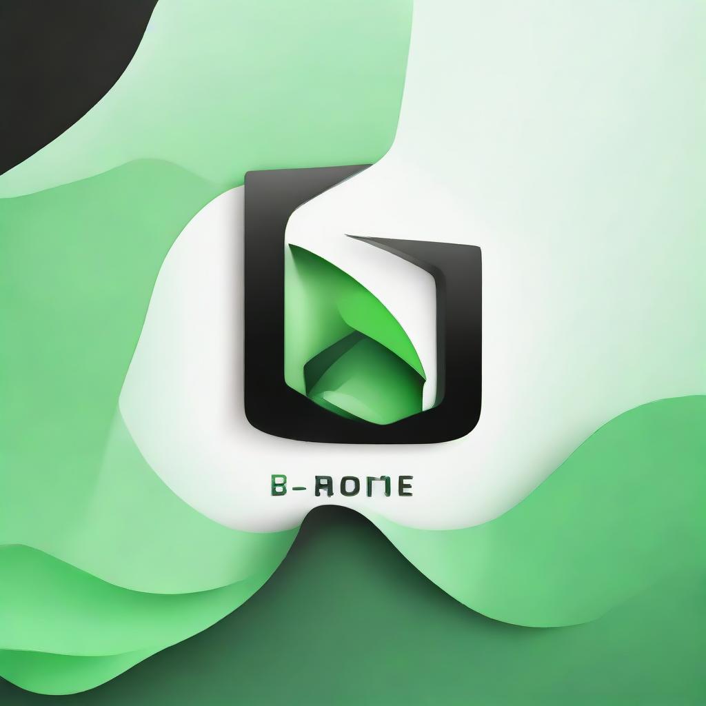 Render the 'BDE' logo in a clean, abstract vector graphic style, showcasing the brand's dynamic energy through the use of black and green.