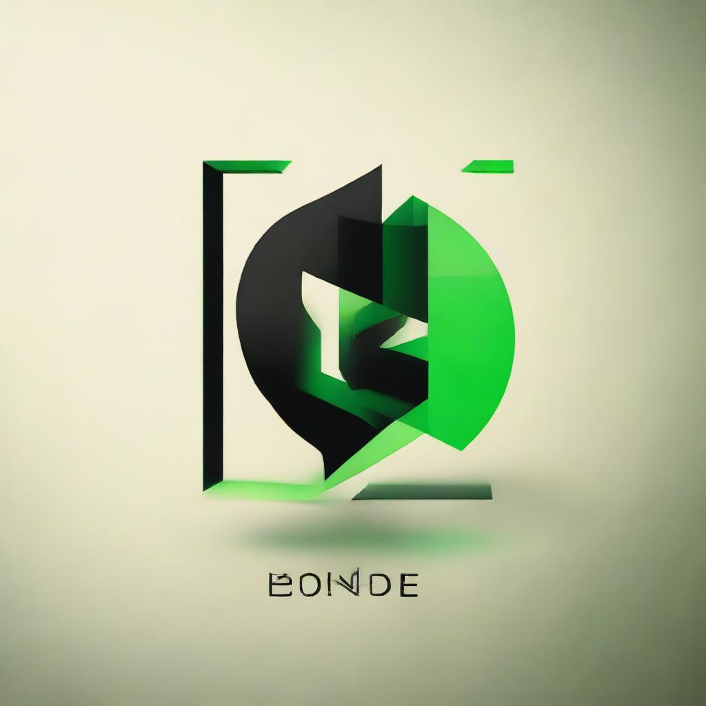 Render the 'BDE' logo in a clean, abstract vector graphic style, showcasing the brand's dynamic energy through the use of black and green.