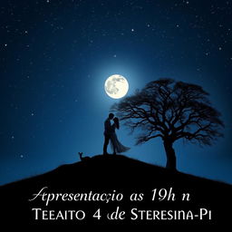 A stunning and romantic image for a folder cover, showcasing a couple kissing atop a hill under a beautifully starry night sky