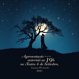 A stunning and romantic image for a folder cover, showcasing a couple kissing atop a hill under a beautifully starry night sky