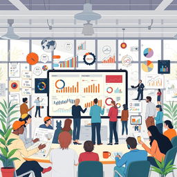 A detailed and visually appealing representation of social diagnostics, depicting various elements such as charts, graphs, and diagrams related to social behaviors and trends