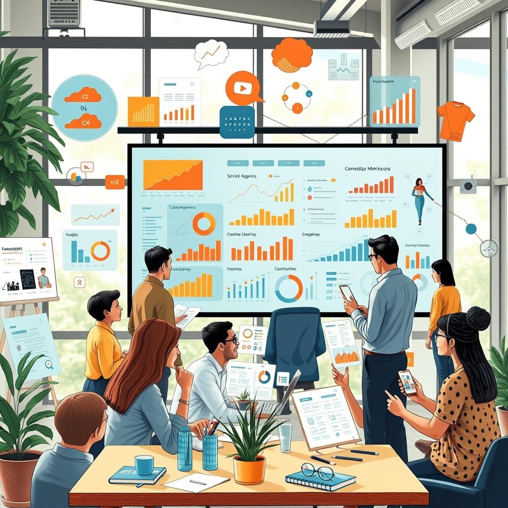 A detailed and visually appealing representation of social diagnostics, depicting various elements such as charts, graphs, and diagrams related to social behaviors and trends