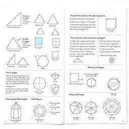 A visually engaging study document featuring various geometric shapes and forms