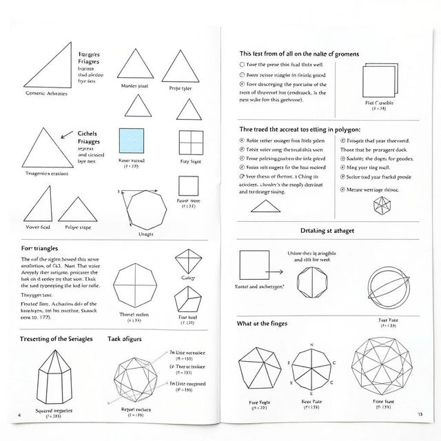 A visually engaging study document featuring various geometric shapes and forms