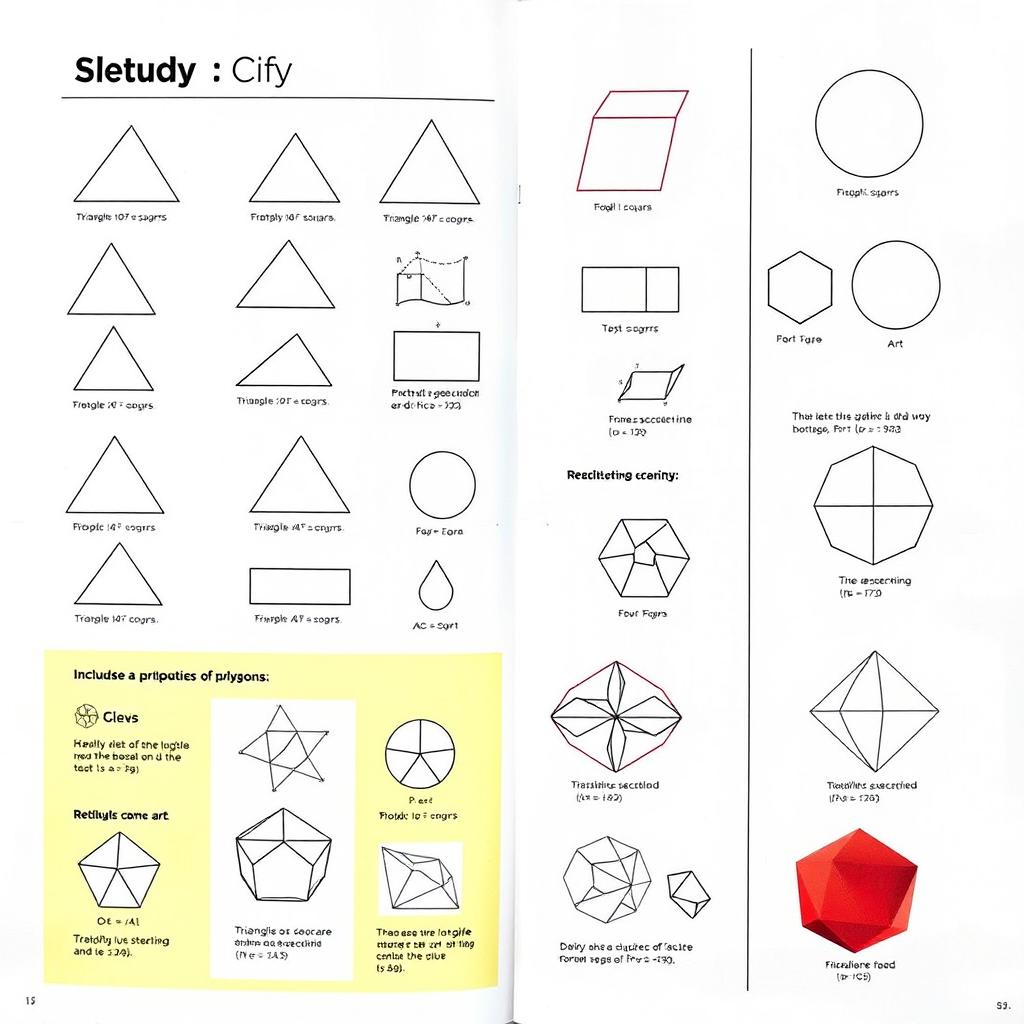 A visually engaging study document featuring various geometric shapes and forms