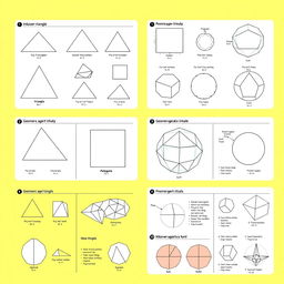 A visually engaging study document featuring various geometric shapes and forms