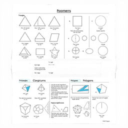 A visually engaging study document featuring various geometric shapes and forms