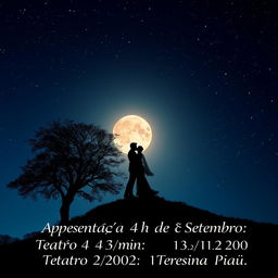 A romantic and atmospheric image for a folder, depicting a couple embracing and kissing atop a hill under a beautifully starry night sky