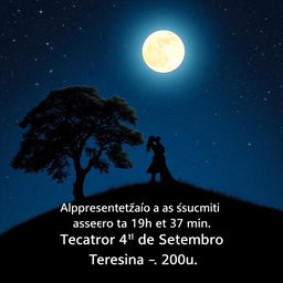 A captivating image of a couple kissing at the top of a hill under a starry night sky