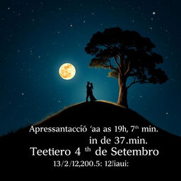 A captivating image of a couple kissing at the top of a hill under a starry night sky