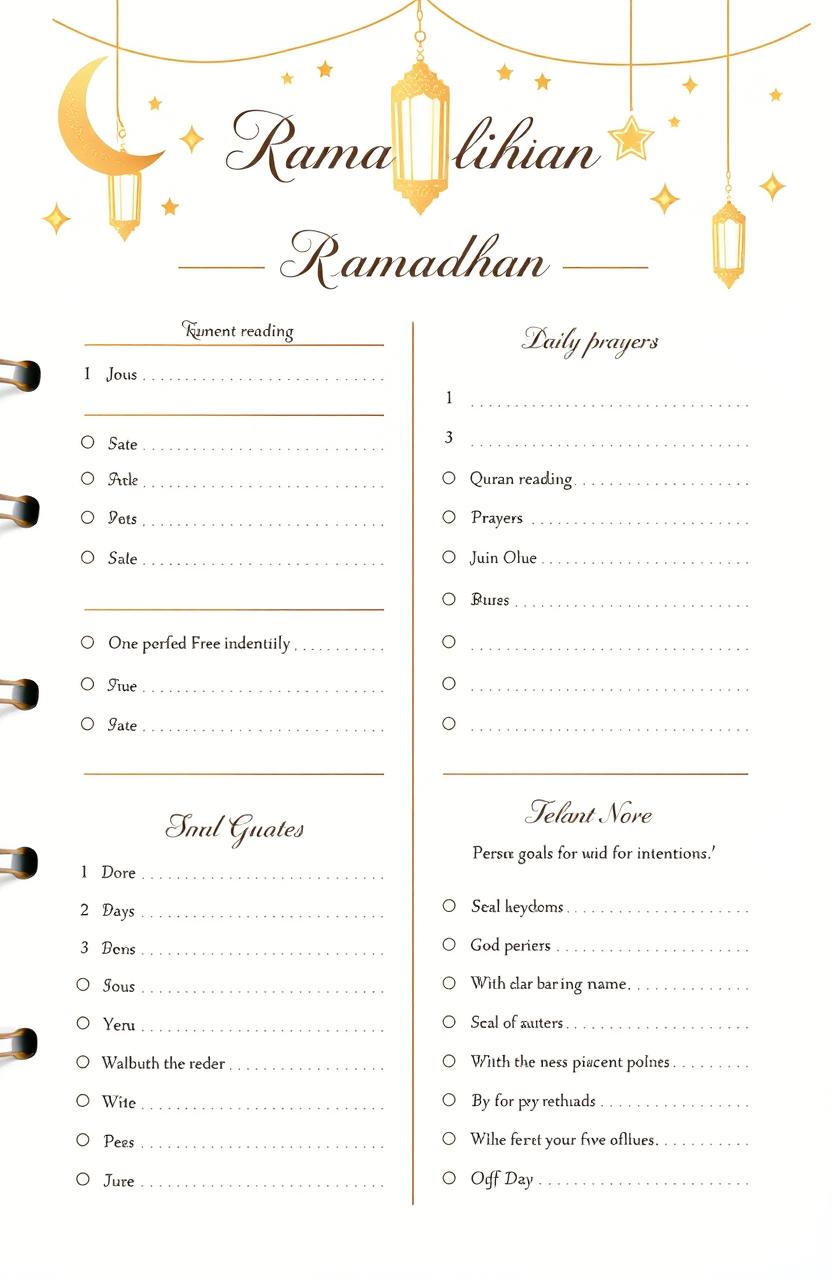A beautifully designed simple Ramadhan planner featuring a clean and minimalist layout