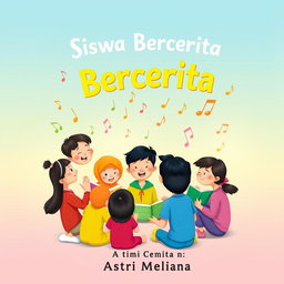 A book cover design for a book titled 'Siswa Bercerita' by Astri Meliana