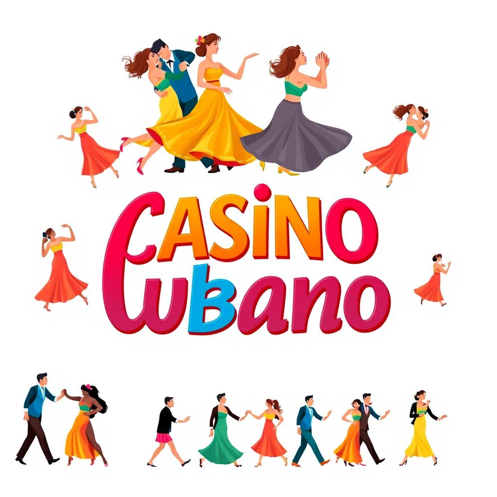An illustration featuring the words 'Casino Cubano' in a vibrant and bold font