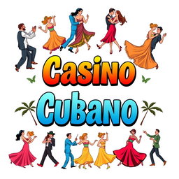 An illustration featuring the words 'Casino Cubano' in a vibrant and bold font