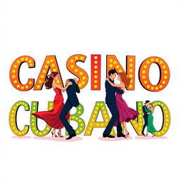 An illustration featuring the words 'Casino Cubano' in bold and colorful letters