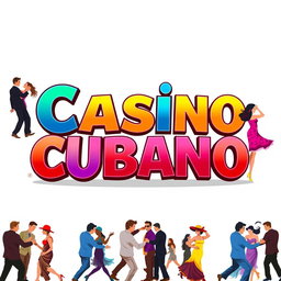 A vibrant illustration featuring the words "Casino Cubano" in bold, colorful typography