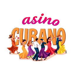 A vibrant illustration featuring the words "Casino Cubano" in bold, colorful typography