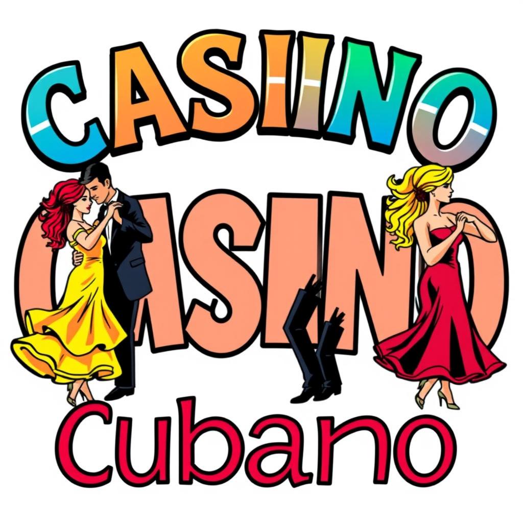 An illustration featuring the words 'Casino Cubano' in a bold, colorful font