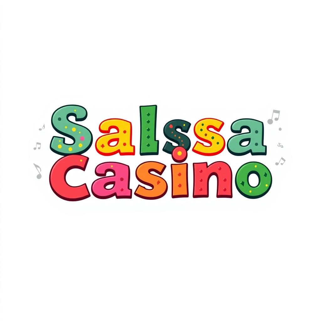 A vibrant illustration featuring the bold, stylized text 'Salsa Casino' prominently in the center