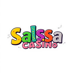 A vibrant illustration featuring the bold, stylized text 'Salsa Casino' prominently in the center