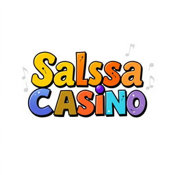 A vibrant illustration featuring the bold, stylized text 'Salsa Casino' prominently in the center