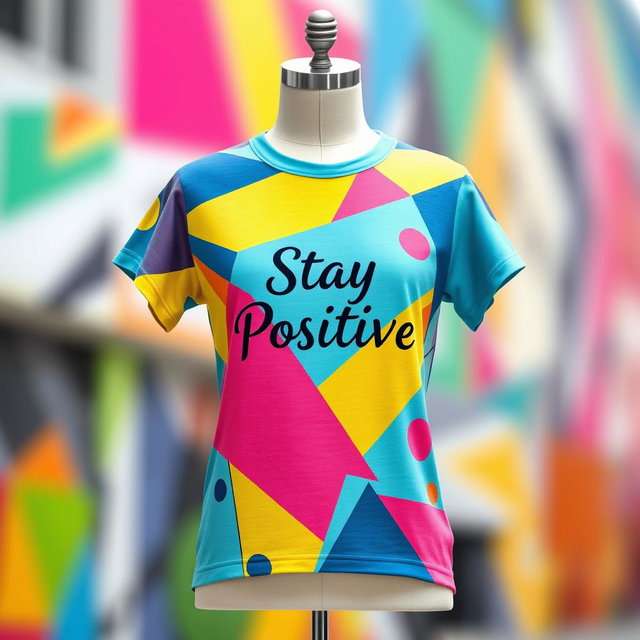 A stylish and trendy T-shirt design featuring vibrant colors and unique graphics
