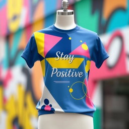 A stylish and trendy T-shirt design featuring vibrant colors and unique graphics
