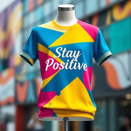 A stylish and trendy T-shirt design featuring vibrant colors and unique graphics