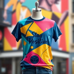 A stylish and trendy T-shirt design featuring vibrant colors and unique graphics