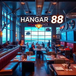 A themed restaurant called 'Skyline Hangar 88', designed to resemble an airplane hangar with elements of aviation decor