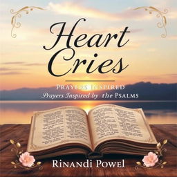 A beautifully designed book cover for 'Heart Cries: Prayers Inspired by the Psalms' by Rinandi Powell