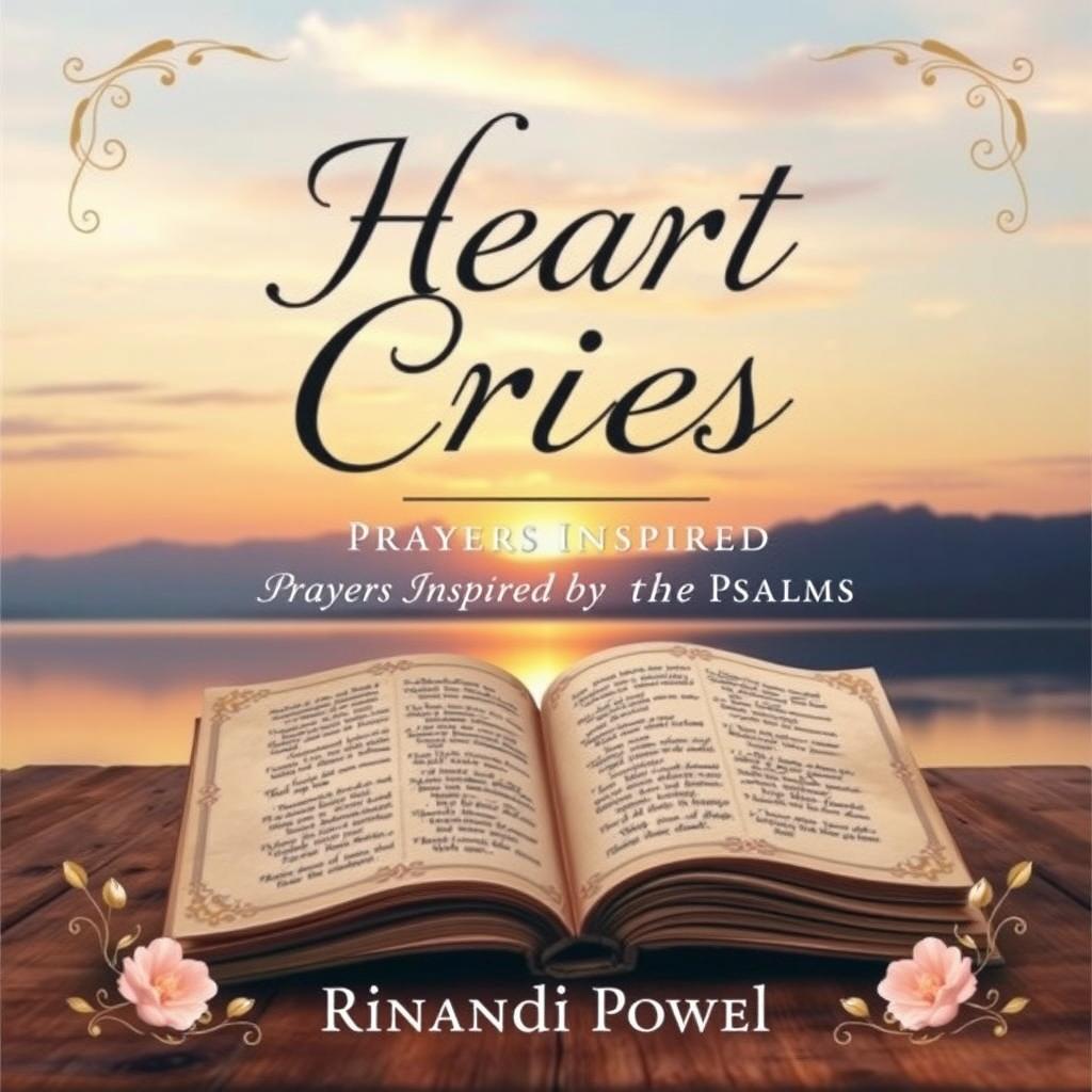 A beautifully designed book cover for 'Heart Cries: Prayers Inspired by the Psalms' by Rinandi Powell