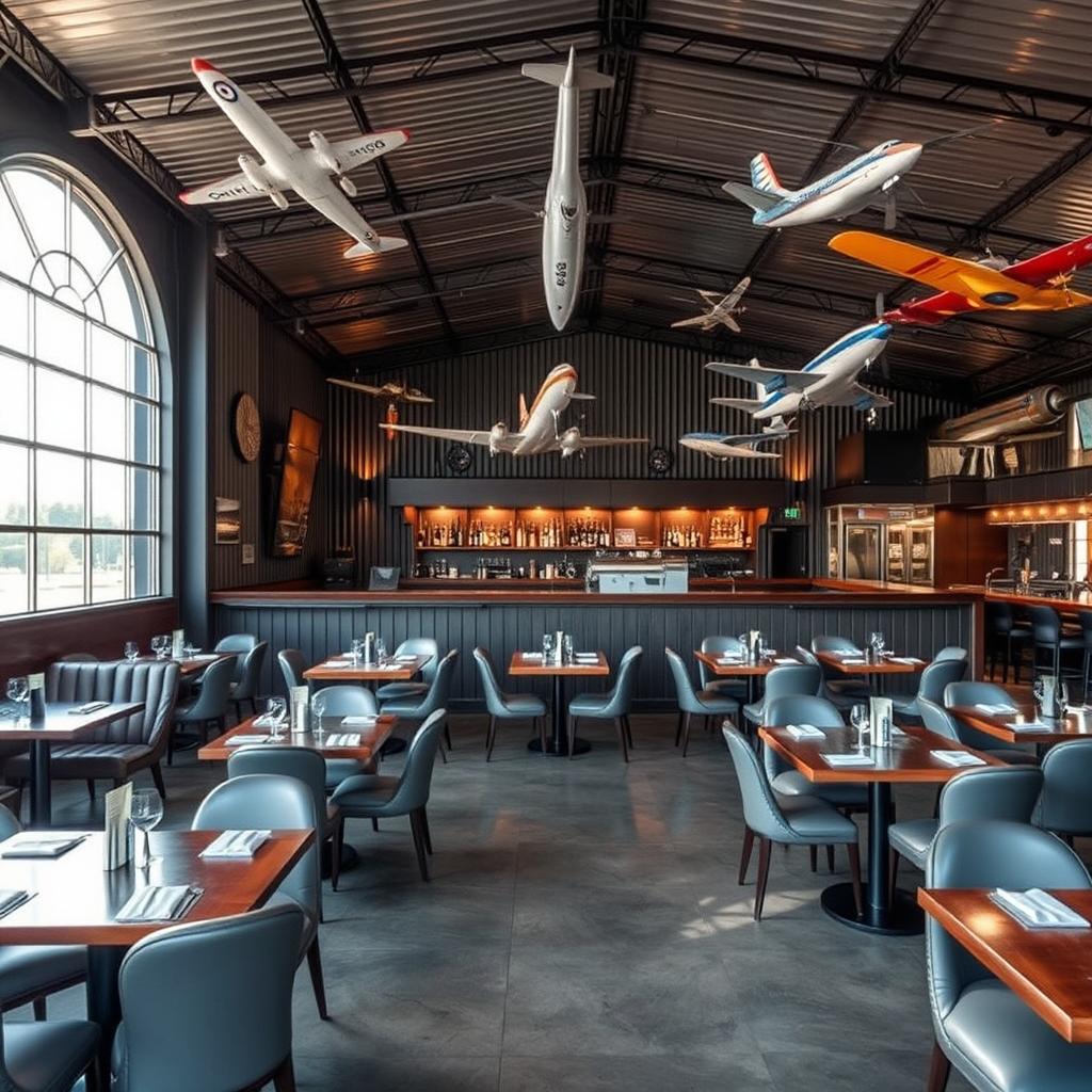 Um restaurante temático de aviação chamado ‘Skyline Hangar 88’