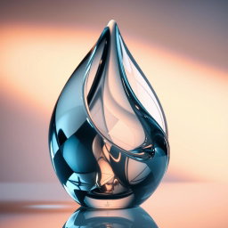 A beautifully crafted glass sculpture gracefully reflecting light, set against a softly blurred background