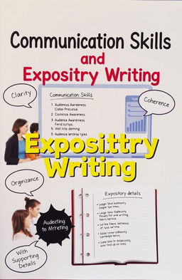 An educational poster featuring the theme of Communication Skills and Expository Writing