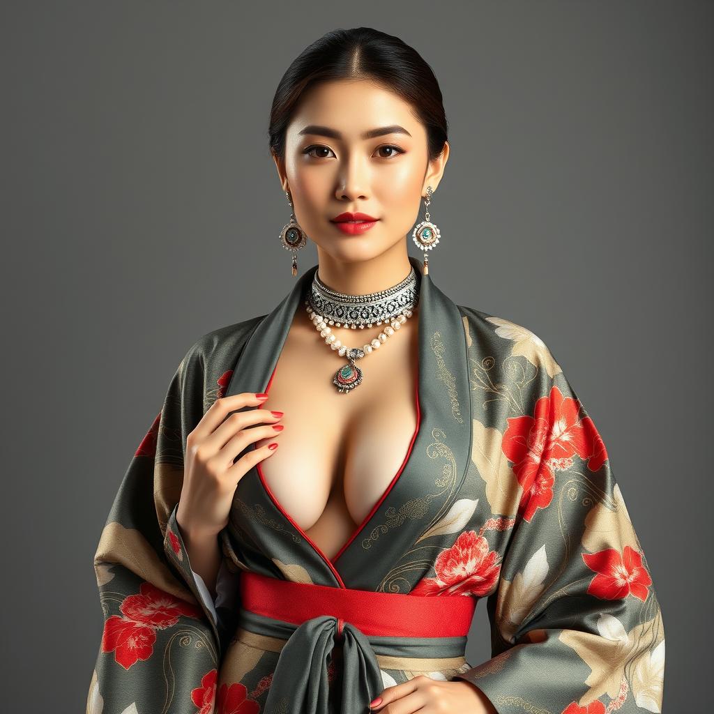 A full-body portrait of a 25-year-old supermodel, representing China, exuding confidence and class