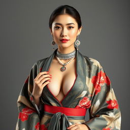 A full-body portrait of a 25-year-old supermodel, representing China, exuding confidence and class