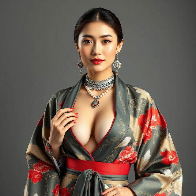 A full-body portrait of a 25-year-old supermodel, representing China, exuding confidence and class