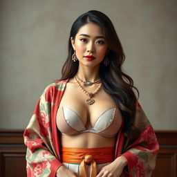 A full-body portrait of a 25-year-old supermodel, representing China, exuding confidence and class