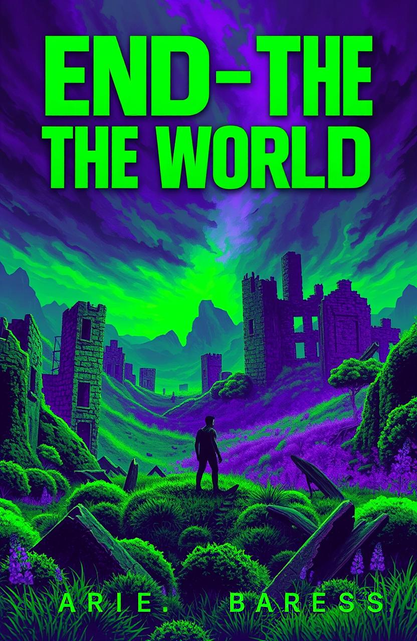 A captivating sci-fi book cover depicting an end-of-the-world theme