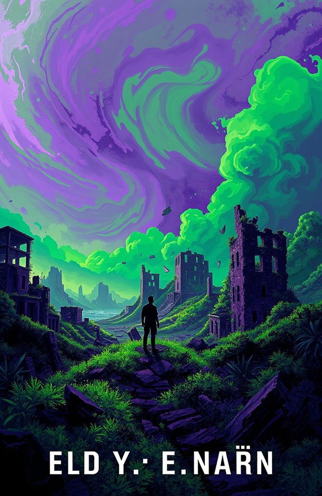 A captivating sci-fi book cover depicting an end-of-the-world theme