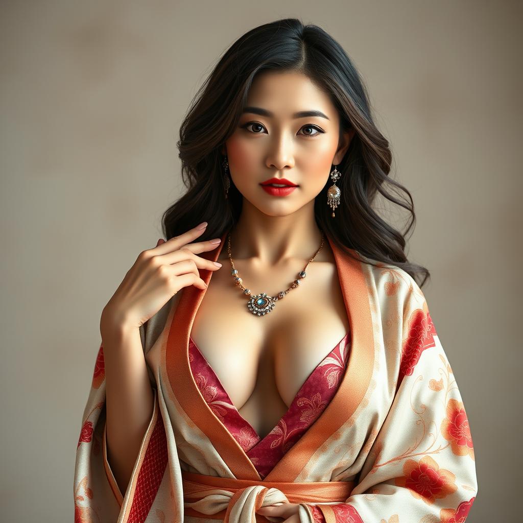 A full-body portrait of a 25-year-old Chinese supermodel exuding confidence and class